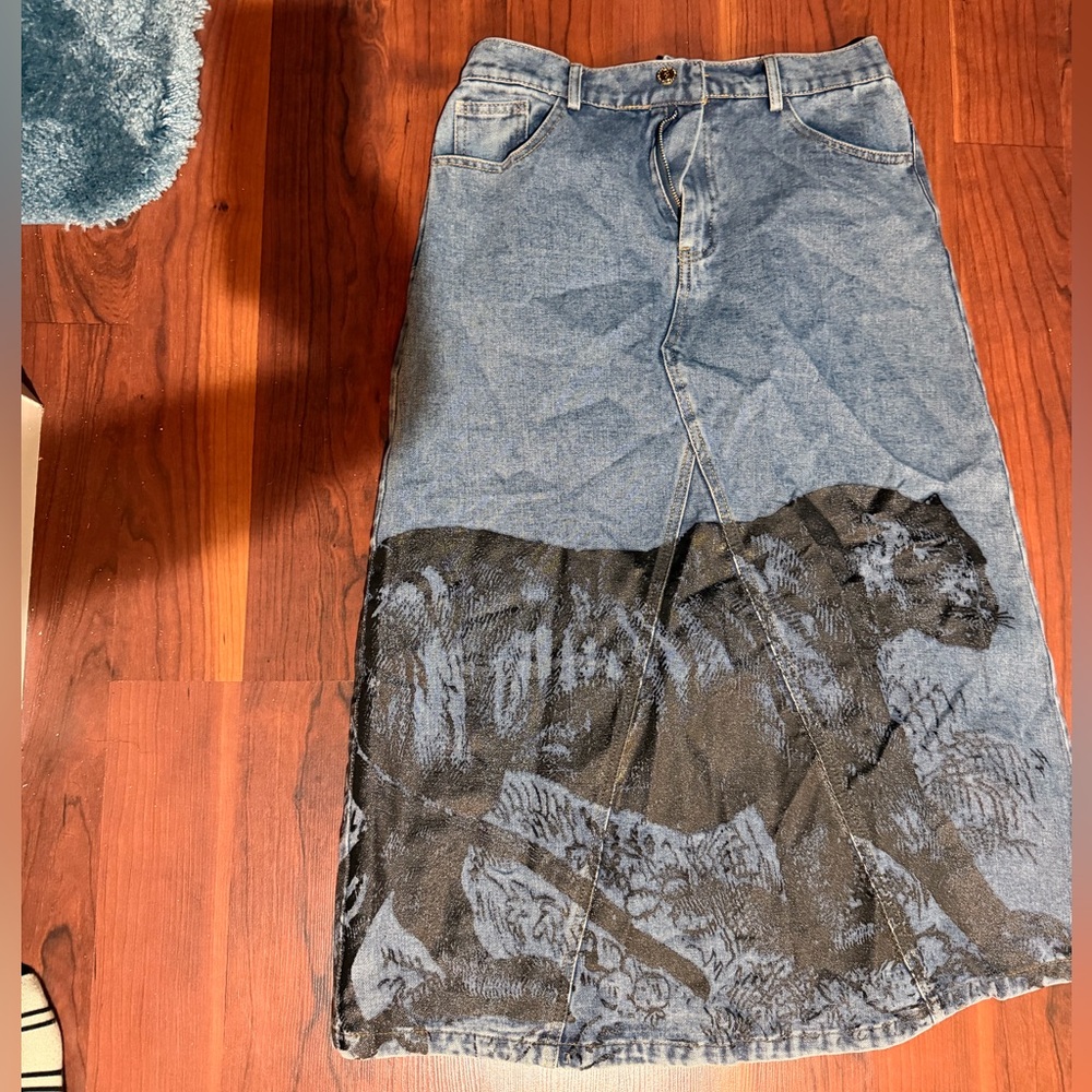 Denim A-Line Maxi Skirt fashion insprd